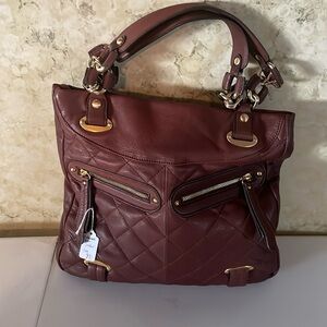 Burgundy leather hand bag
